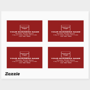 Business Address and Phone Number on Red Rectangular Sticker