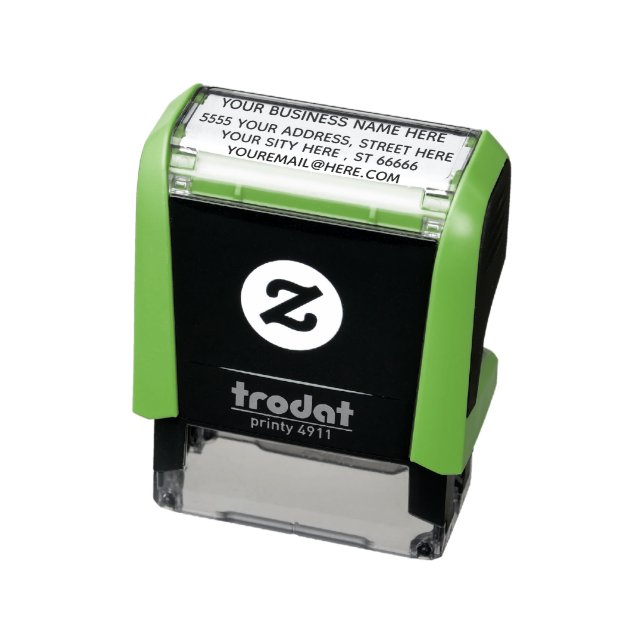 Business Address Company Personalised Modern Self-inking Stamp (Product)