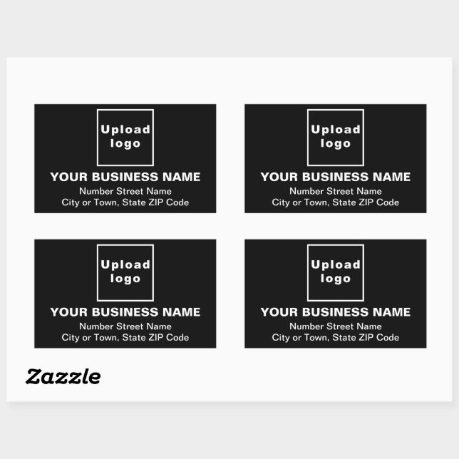 Business Address on Black Rectangle Sticker (Sheet)