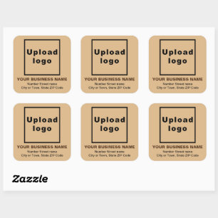 Business Address on Light Brown Square Sticker