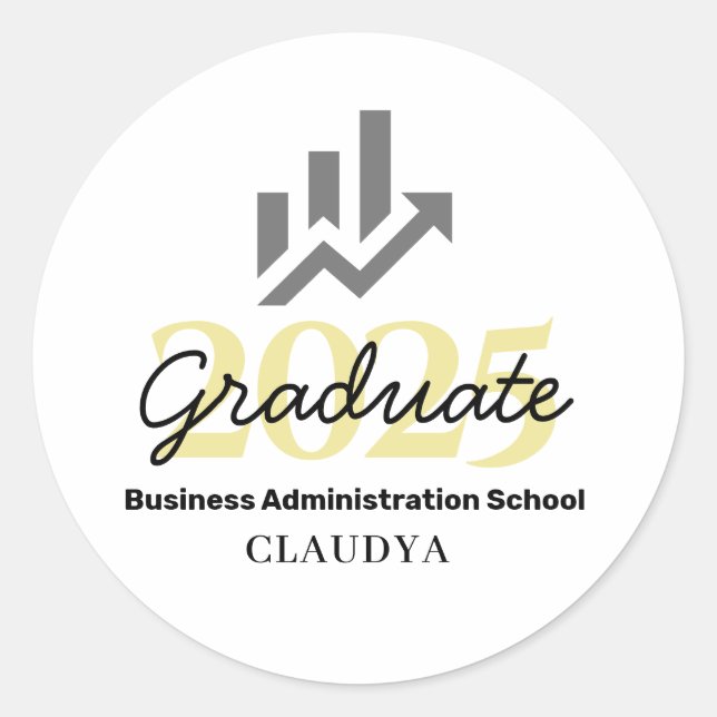 Business Administration Graduate Class of 2025 Classic Round Sticker (Front)