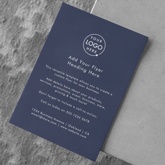Business Advertising | Navy Blue Modern Logo   Flyer (Create your own unique flyer design with this easy to use template)