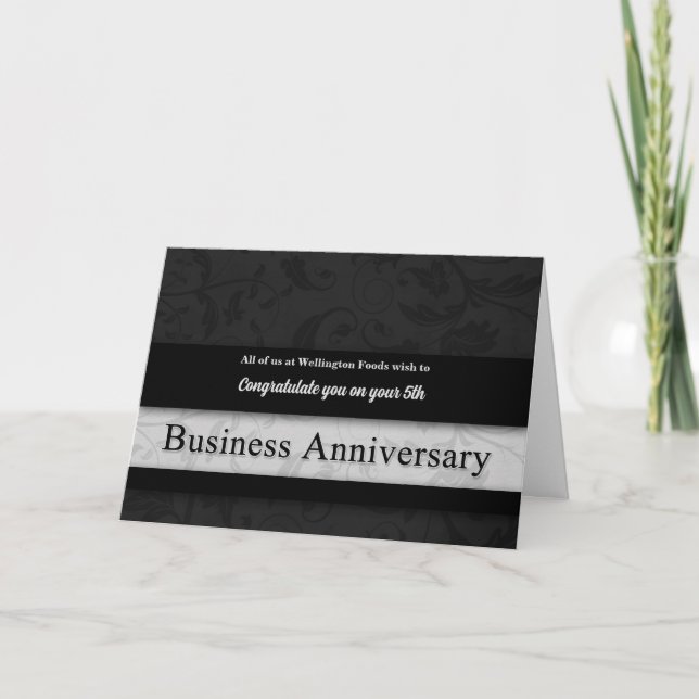 Business Anniversary Congratulations Classic Black Announcement (Front)