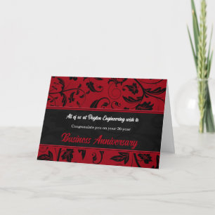 Business Anniversary Custom Front Red Damask Card