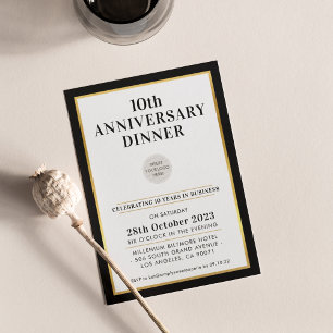 BUSINESS ANNIVERSARY PARTY modern black gold Invitation