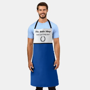 Business Apron Personalize Text & Logo Simple Blue