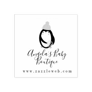 Business Baby Boutique Clothing Penguin Logo  Rubber Stamp