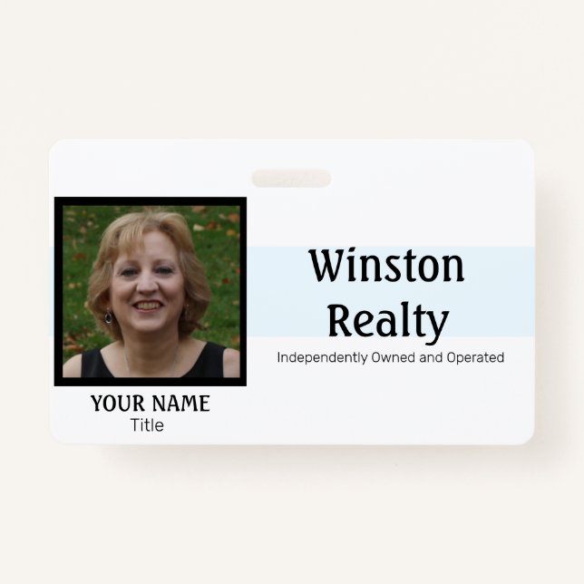 Business Badge TEMPLATE with Photo ID ID Badge (Front)