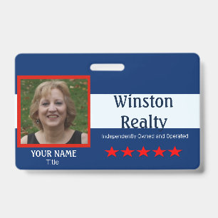 Business Badge TEMPLATE with Photo ID RWB