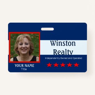 Business Badge TEMPLATE with Photo ID RWB ID Badge