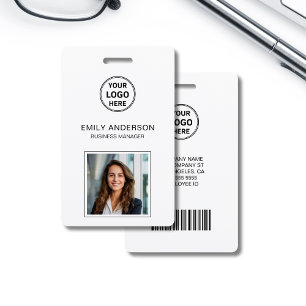 Business Bar Code ID Card Logo Photo Staff ID Badge