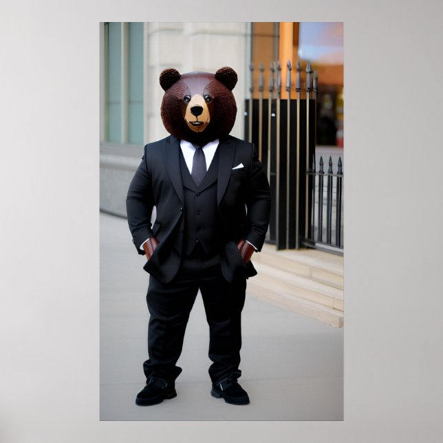 Business bear wearing a suit poster (Front)