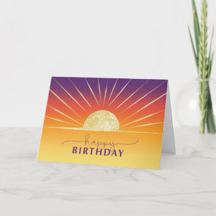 Business Birthday Colourful Sunrise Gold Look Card