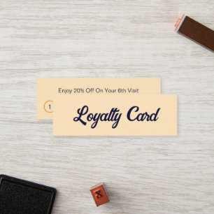 Business Bisque and Dark Blue Script Discount Loyalty Card