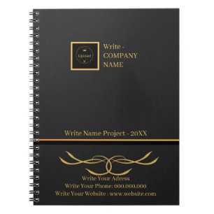 Business Black and Gold Company Logo Monogram  Notebook