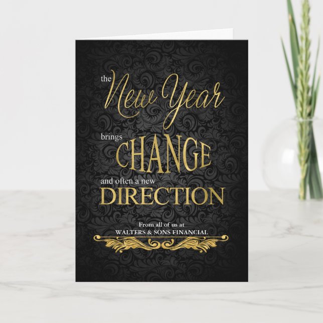 Business Black and Gold New Year New Direction Announcement (Front)