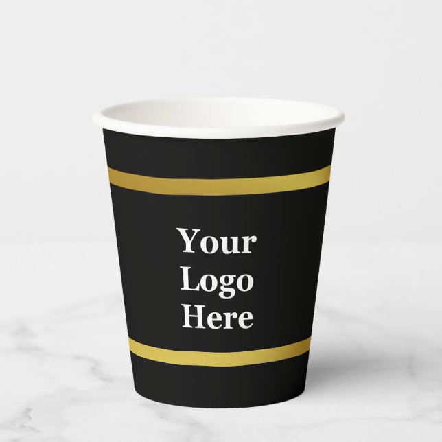 Business Black and Gold Template Your Logo Here  Paper Cups (Front)