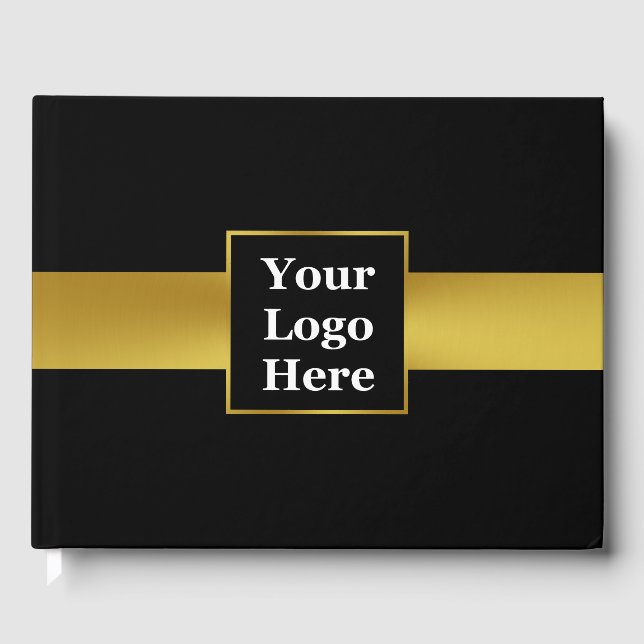 Business Black and Gold Your Logo Corporate Event Guest Book (Front)