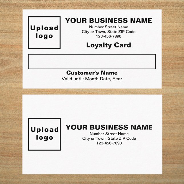 Business Black and White Flat Loyalty Card (Front and back sides of white loyalty card. Loyalty card for your loyal customers.)
