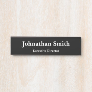 Business Black and White Name Job Title Office Door Sign