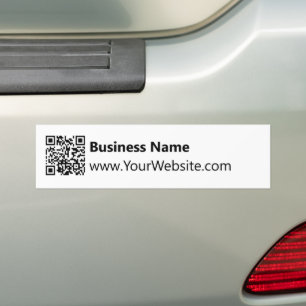 Business Black and White Name Website QR Code Bumper Sticker