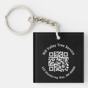 Business Black and White QR code and Text Key Ring