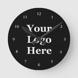 Business Black and White Template Your Logo Here Round Clock