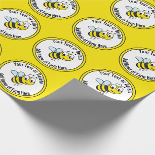 Business Black and Yellow Bee Farm Name Wrapping Paper