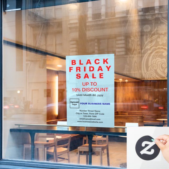 Business Black Friday Sale Light Blue Window Cling (Cafe Window)