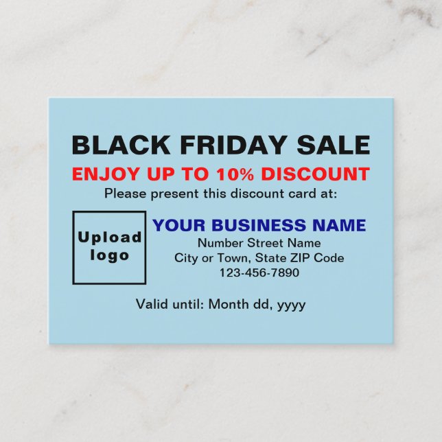 Business Black Friday Sale on Light Blue Discount Card (Front)