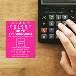 Business Black Friday Sale on Pink Flyer<br><div class="desc">Customisable flyer with Black Friday Sale, your business name and other information of your business, a marketing material that you can use to attract more customers. Customise it and distribute it to attract more customers to buy your products or clients to like your services. Design colours are white texts on...</div>
