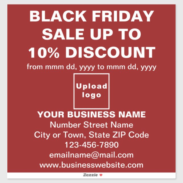 Business Black Friday Sale on Red Vinyl Sticker (Sheet)