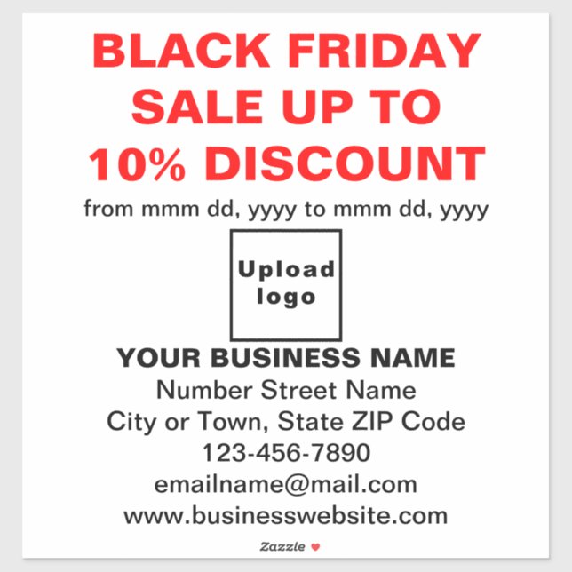 Business Black Friday Sale on White Vinyl Sticker (Sheet)