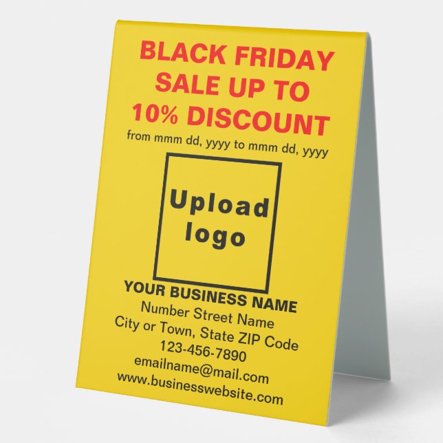 Business Black Friday Sale on Yellow Table Sign (Front)