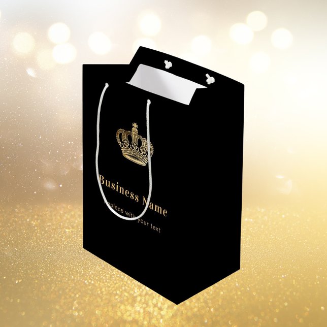 Business black gold royal crown paper shopping bag (Creator Uploaded)