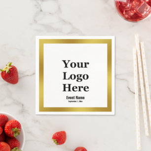Business Black White and Gold Event Name Date Napkin