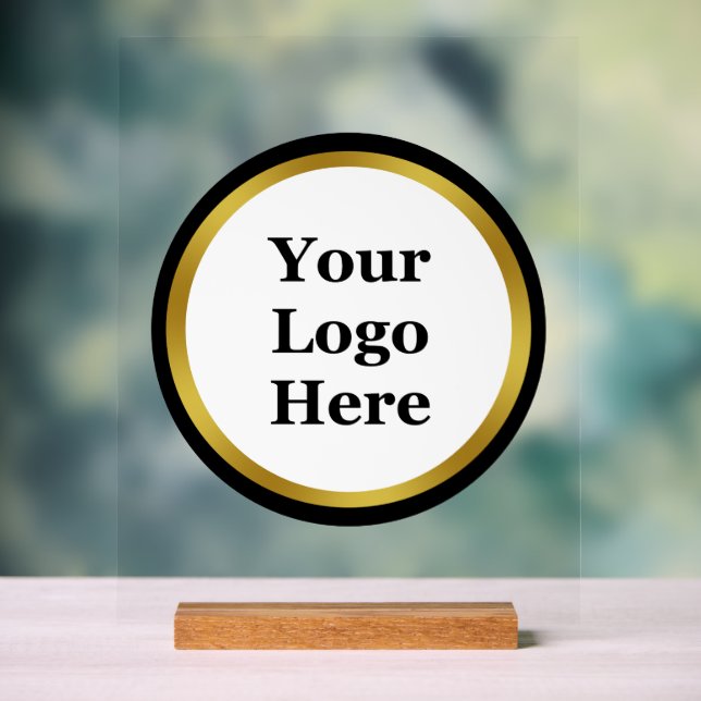 Business Black White and Gold Logo Template Acrylic Sign (Neutral)