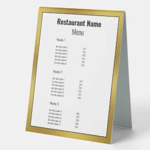 Business Black White and Gold Restaurant Menu