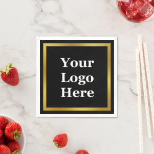 Business Black White and Gold Your Logo Here Napkin