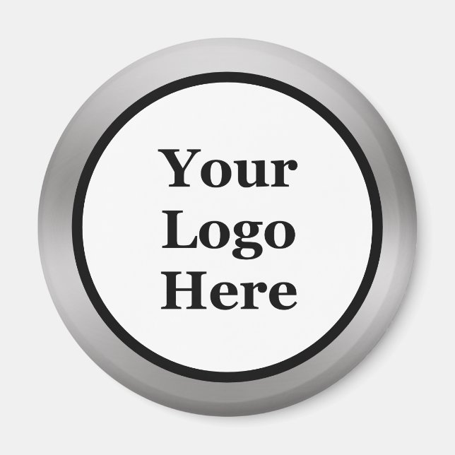 Business Black White and Silver Your Logo Here  Magnet (Front)