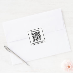 Business Black White Company Name QR Code Template Square Sticker
