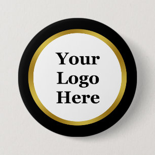 Business Black White Gold Your Logo Here Template 7.5 Cm Round Badge