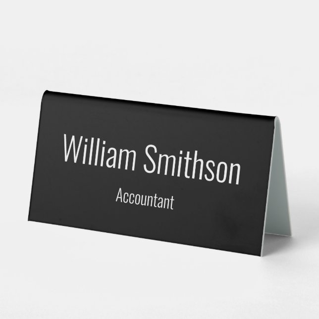 Business Black White Job Title Name Text Template (Front)