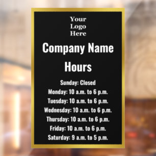 Business Black White Your Logo Hours of Operation