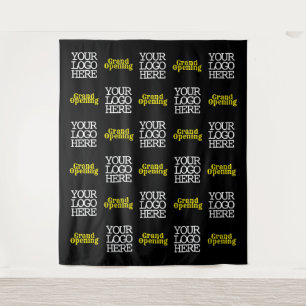 Business Black Yellow Grand Opening Logo Tapestry