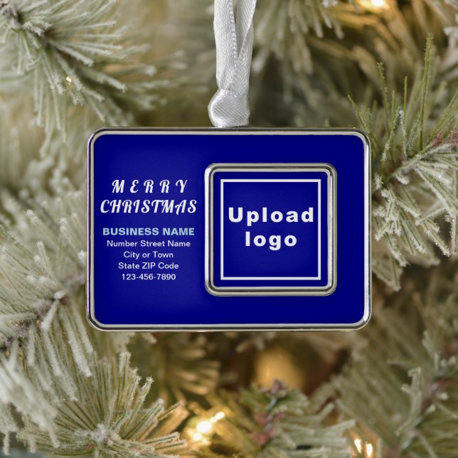 Business Blue Framed Rectangle Christmas Ornament (Tree)