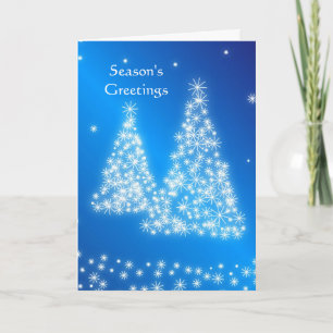 Business blue white Christmas tree Holiday Card