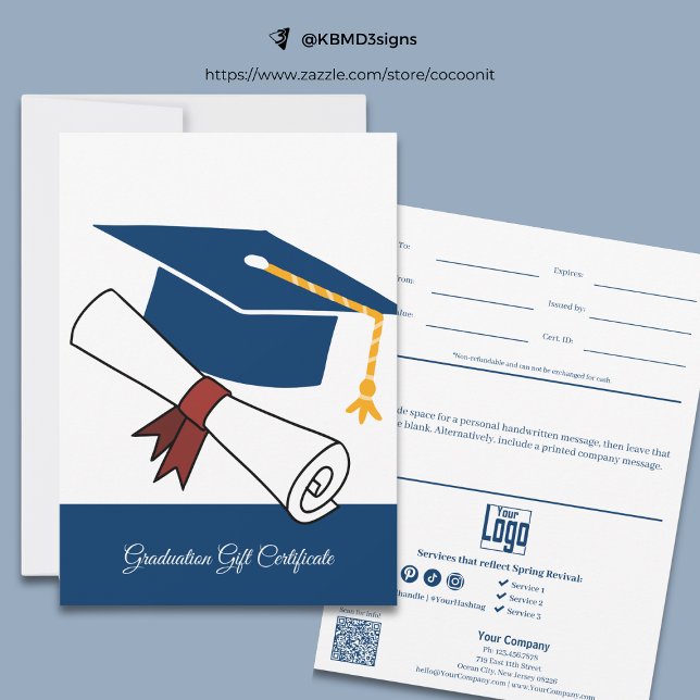 Business Blue White Graduation Gift Certificate (Business Blue White Graduation Gift Certificate)