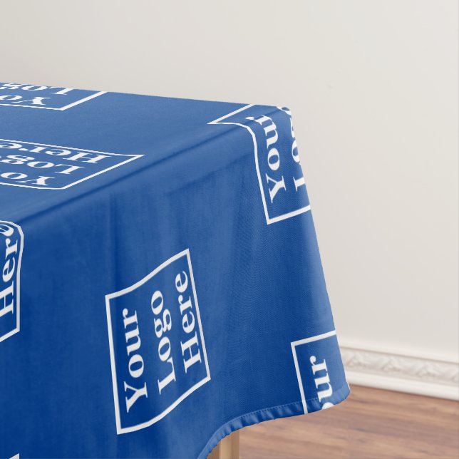 Business Blue Your Logo Here Pattern Template Tablecloth (In Situ)