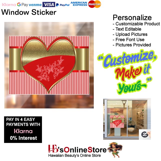Business Boxes of Hearts Window Cling Sticker (Boxes of Hearts Window Cling Sticker for Business Windows.)